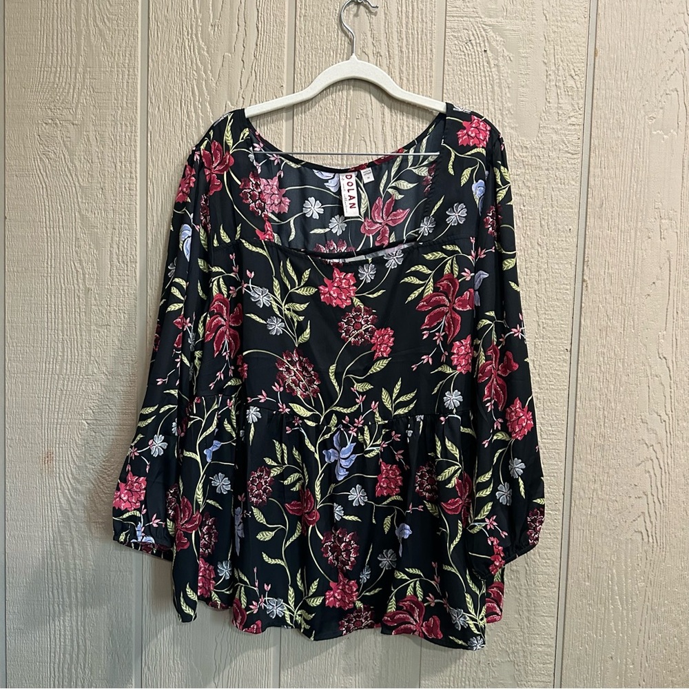 Dolan Black Floral Blouse